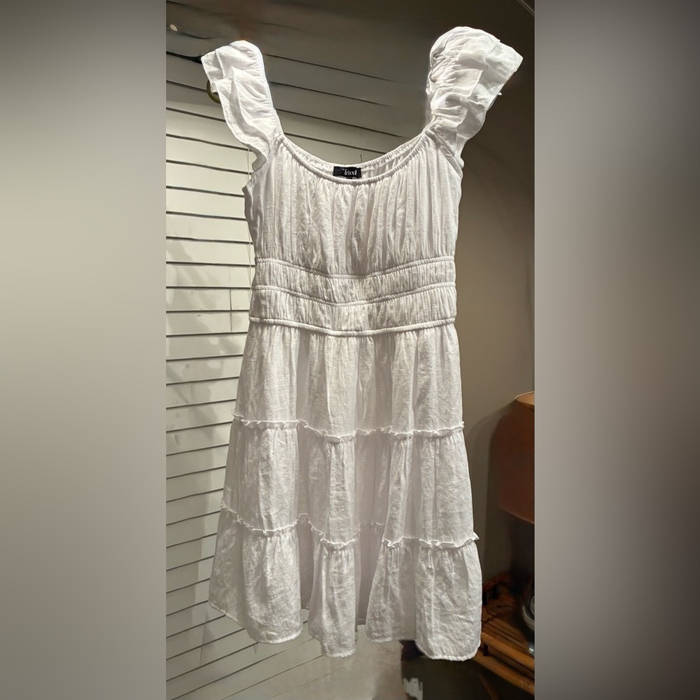 Trixxi White Sleeveless Ruffled Sundress
